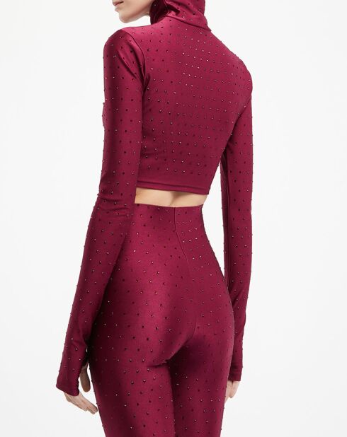 Top Orchid Crystal-Turtleneck Crop bordeaux clair