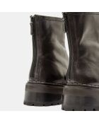 Zwarte leren laarzen van Alister met hak van 6 cm RECOCHE GL OFF