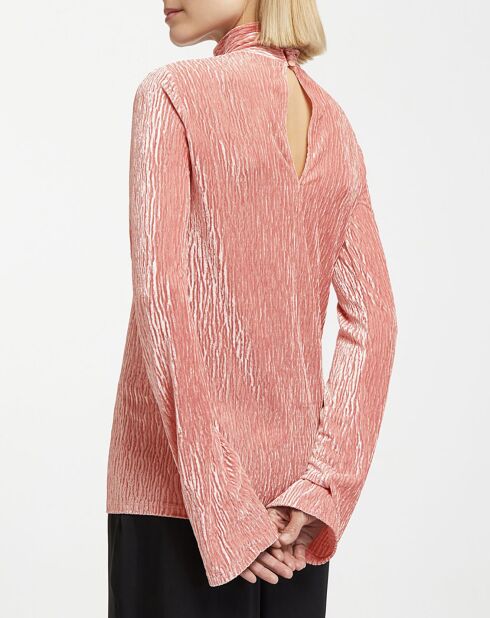 Pull Crush en Velours Turtleneck rose clair