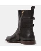 Bottines en Cuir double boucles noires