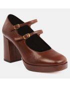 Babies en Cuir plateforme marron - Talon 8 cm