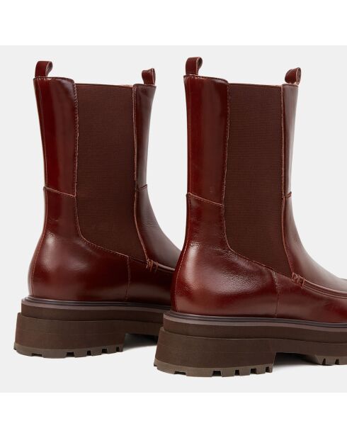 Chelsea Boots en Cuir semelle épaisse marron - Talon 4.5 cm