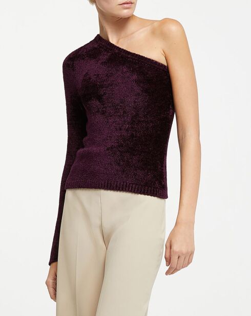 Pull Chenille One Shoulder bordeaux