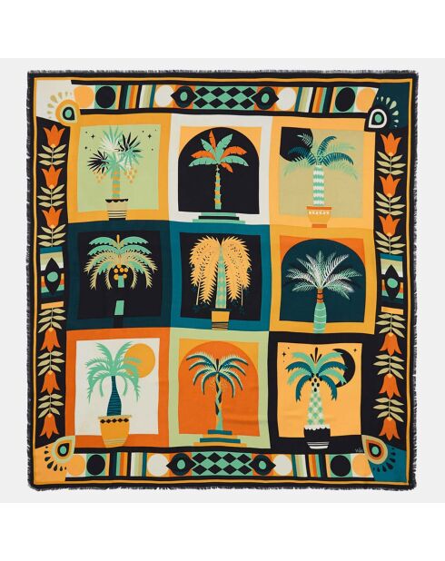 Foulard Palmier multicolore  90x90 cm