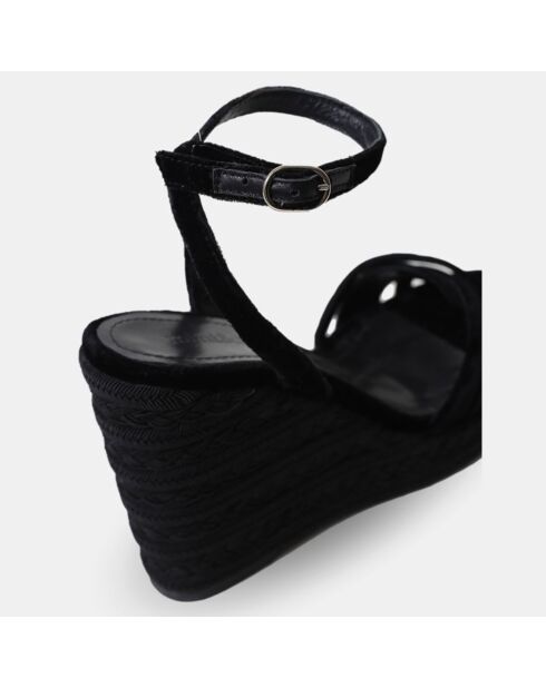 Espadrilles en Velours Valentina noires - Talon 11,5 cm