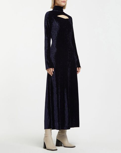 Robe longue Crush en Velours bleu nuit