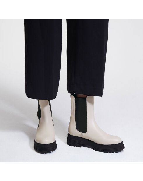 Chelsea boots en Cuir beiges - Talon 4 cm