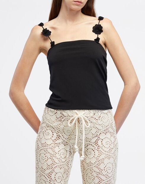 Ballata With Flowers schwarzes Top