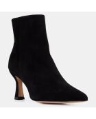 Bottines en Cuir bout pointu noires - Talon 7 cm