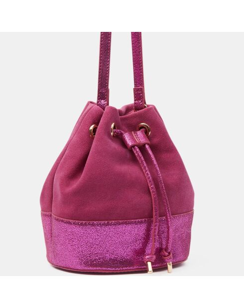 Sac seau en Velours de Cuir Mini Pia Seau fuchsia - 18.5x25x9 cm