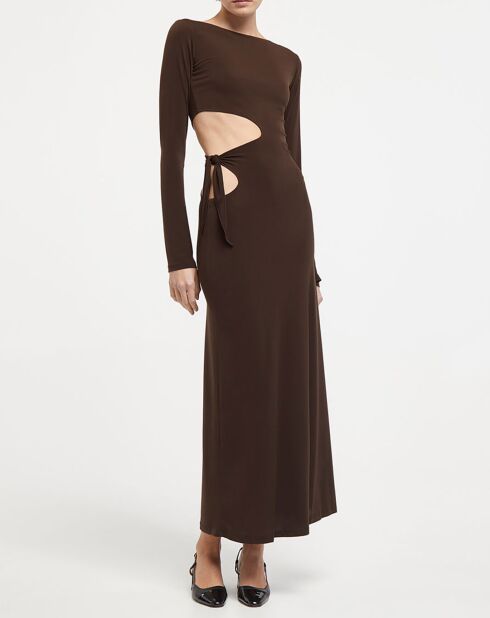 Braunes Jerseykleid Stellaos mit Ausschnitt
