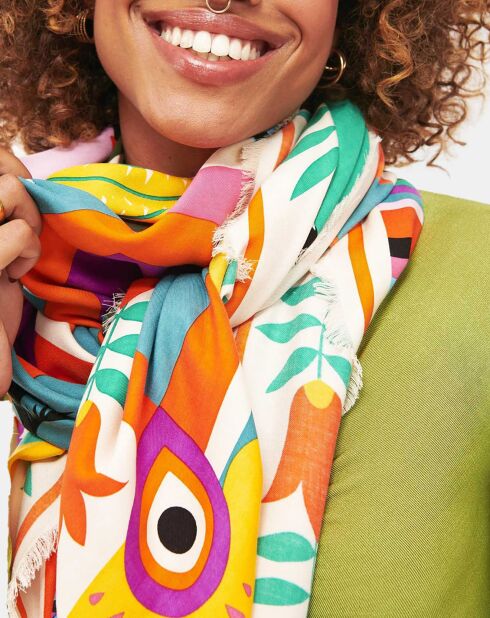 Foulard Palmier multicolore  130x130 cm