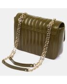 Sac bandoulière en Cuir Jenna M vert kaki - 17x24x5 cm