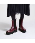 Chelsea boots en Cuir rouge bordeaux - Talon 4 cm