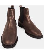 Chelsea boots en Cuir métallisé bronze