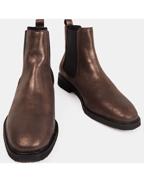 Chelsea boots en Cuir métallisé bronze