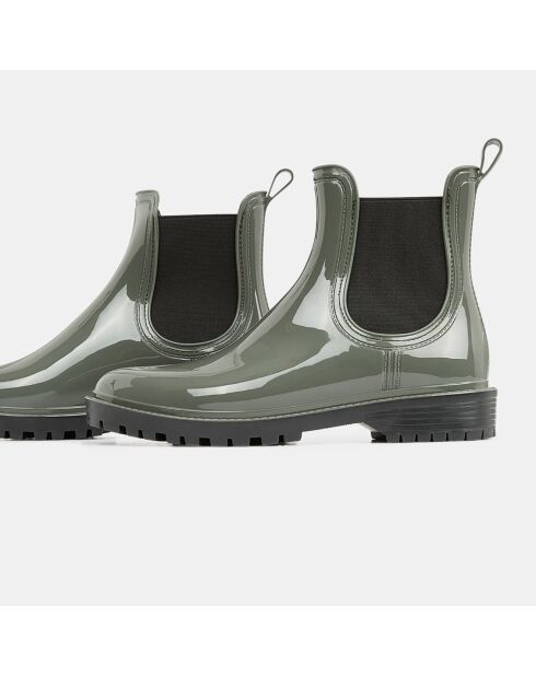 Boots de pluie vert kaki - Talon 4 cm