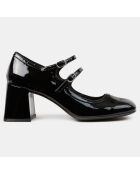 Babies en Cuir verni noires - Talon 7 cm