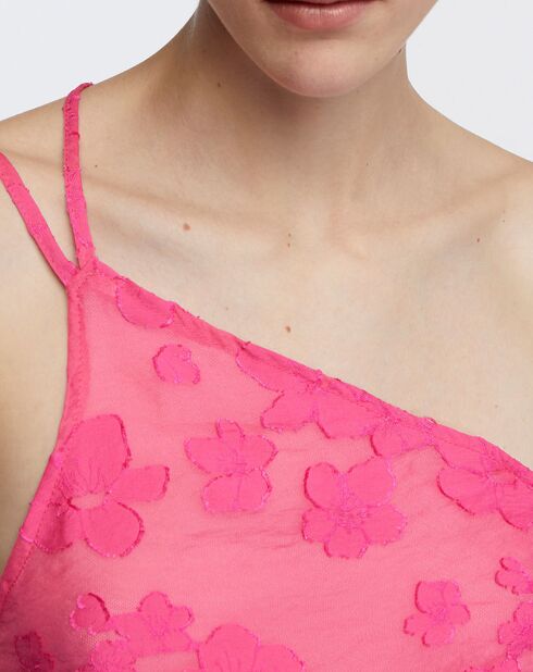 Camino top met roze bloemen
