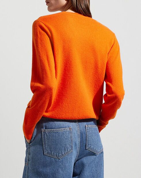 Pull 100% Cachemire col rond Zabri orange