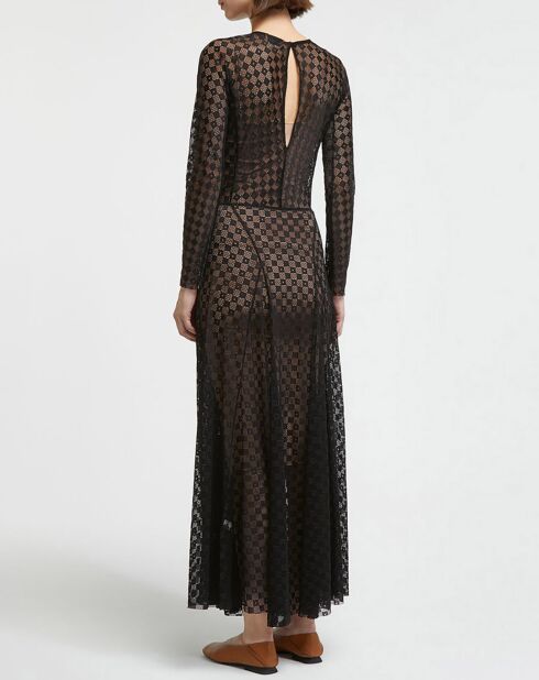 Robe longue Damier Lace Long Dress noire
