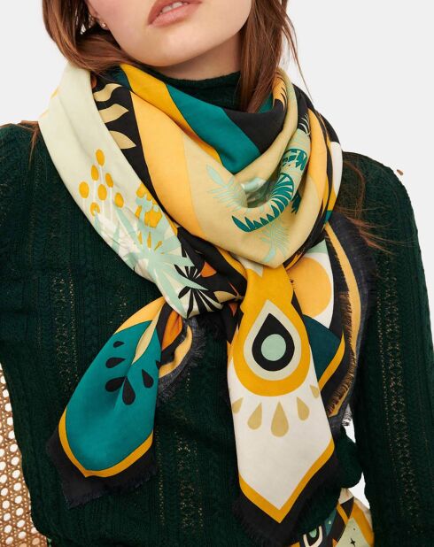 Foulard Palmier multicolore  90x90 cm