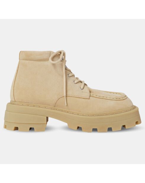 Bottines en Velours de Cuir Tribeca beiges