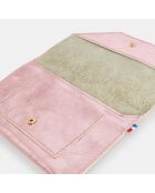 Pochette en Cuir Fred Mif acier/rose - 11x17x1 cm