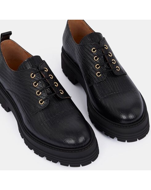 Derbies en Cuir semelle épaisse noires - Talon 4 cm