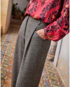 Pantalon en Lin & Laine mélangés Nocciolo noir