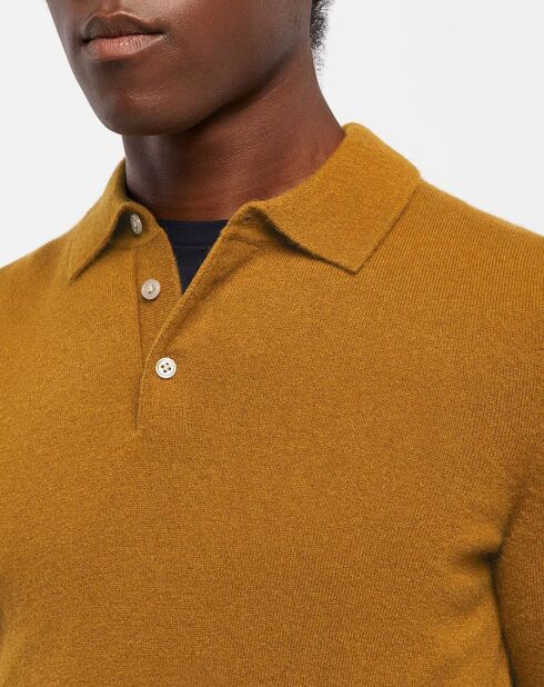 Pull 100% Cachemire Polo Uni Napolo camel/gold