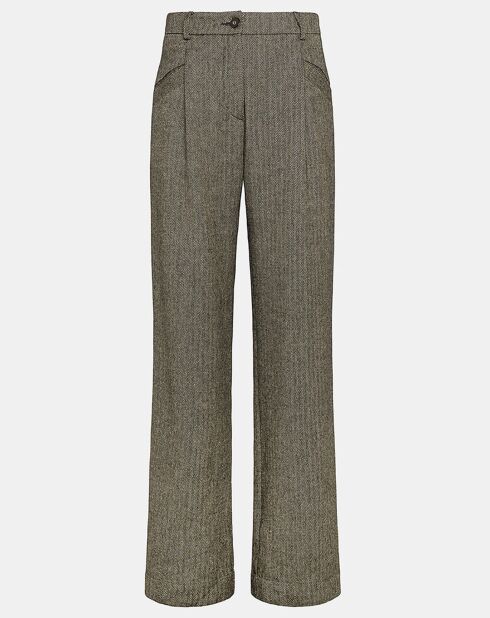 Pantalon en Lin & Laine mélangés Nocciolo noir