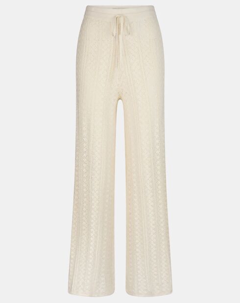 Pantalon en Coton Bio Thiril Crochet Knit crème