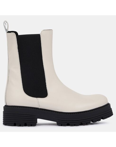 Chelsea boots en Cuir beiges - Talon 4 cm