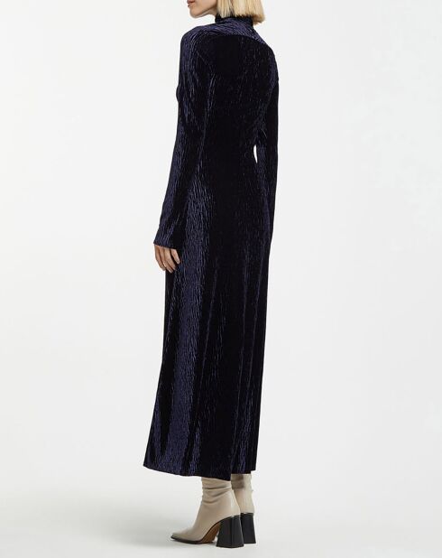 Robe longue Crush en Velours bleu nuit