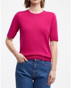 Pull 100% Cachemire manches courtes Difi rose fushia