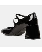 Babies en Cuir verni noires - Talon 7 cm