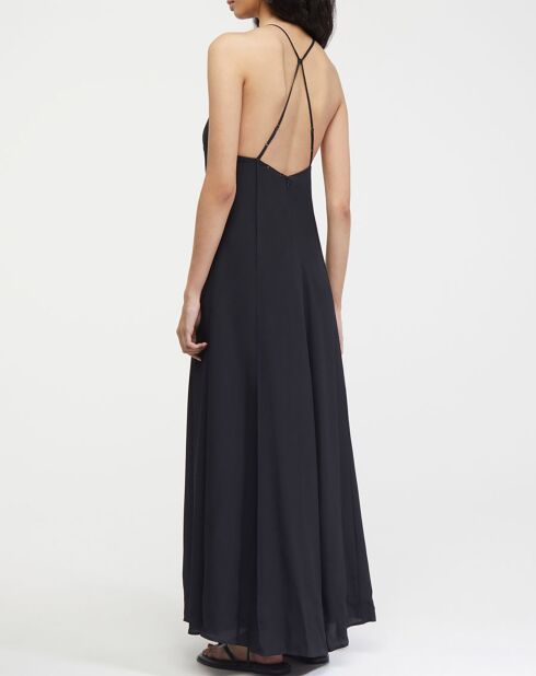 Robe en Soie mélangée Marocain Crepe Slip noire