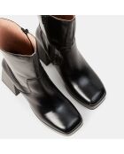 Bottines en Cuir plateforme noires - Talon 9 cm