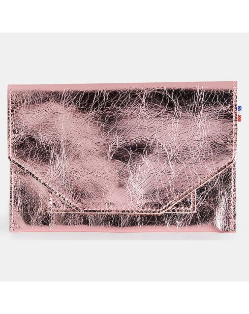 Pochette en Cuir Fred Mif acier/rose - 11x17x1 cm