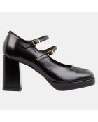 Babies en Cuir plateforme noires - Talon 8 cm