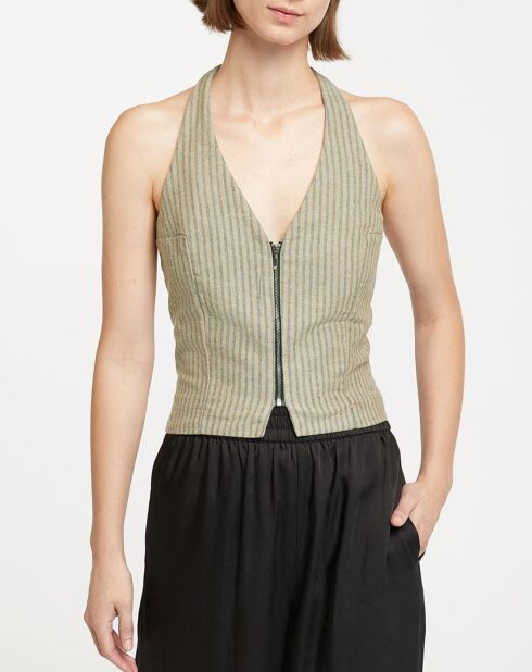Top Los Dos Nu Rayure beige/bleu