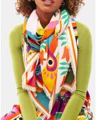 Foulard Palmier multicolore  130x130 cm