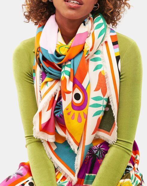 Foulard Palmier multicolore  130x130 cm
