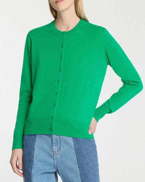 Cardigan 100% Cachemire Zacao vert emeraude