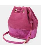 Sac seau en Velours de Cuir Mini Pia Seau fuchsia - 18.5x25x9 cm