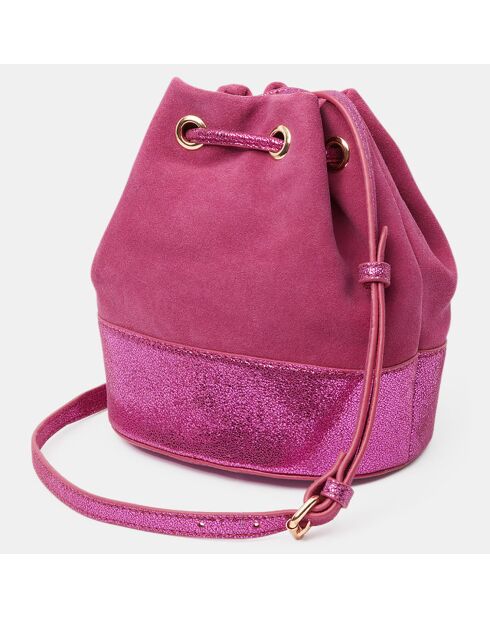 Sac seau en Velours de Cuir Mini Pia Seau fuchsia - 18.5x25x9 cm