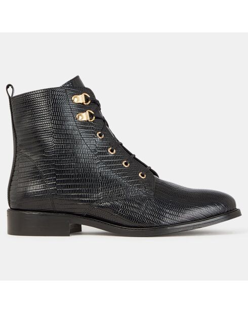 Bottines en Cuir imprimé python noires