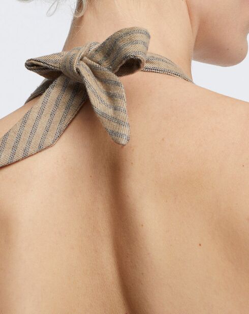Beige/blauwe jurk met strepen Las Stripe