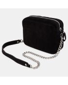 Sac bandoulière en Velours de Cuir New Tristan Trotteur noir/argenté - 14.5x21x6.5 cm